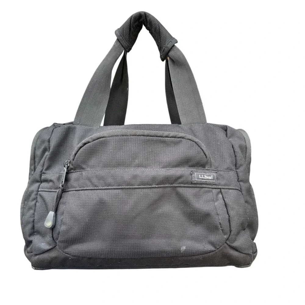 LL Bean Black Nylon‎ Utility Duffle Bag Travel Toiletry Organizer Pockets Mens